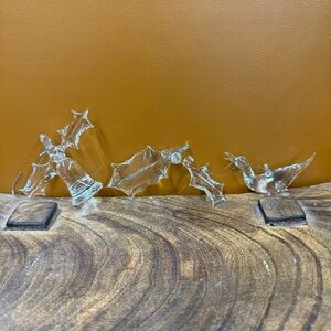 Michael Dorofee 1988,90, 92 Handmade Art Glass Holly Christmas Ornament Set of 3